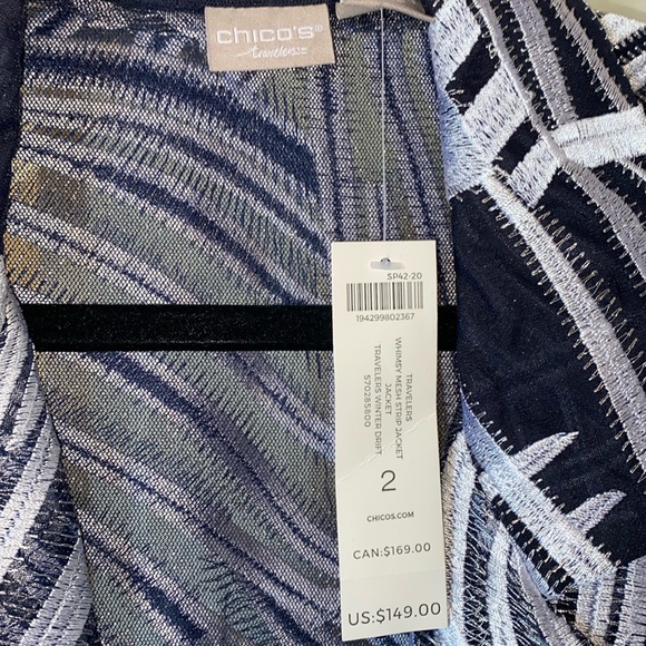 Chico’s NWT 💥 Travelers Collection printed strip jacket - Picture 5 of 7